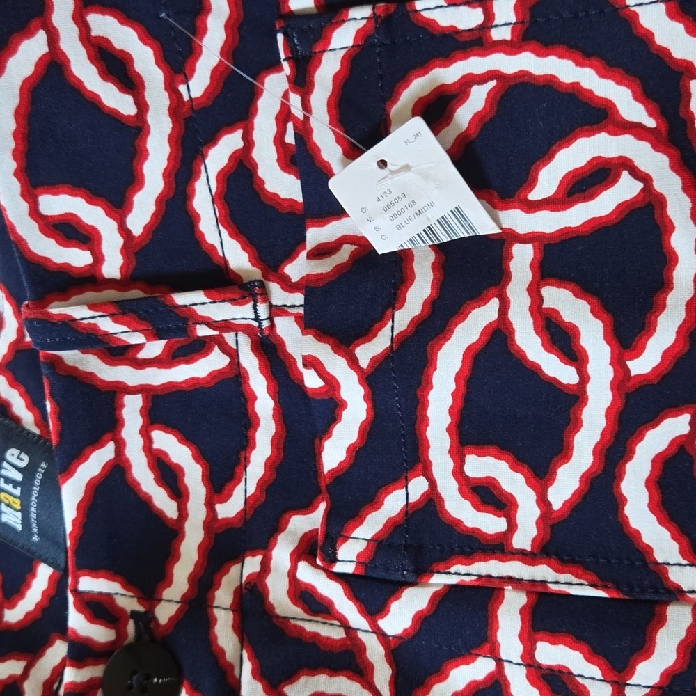 Anthropologie Maeve Colette Cropped Wide-Leg Pants Ponte Edition Navy Chain - 30 - Picture 11 of 16